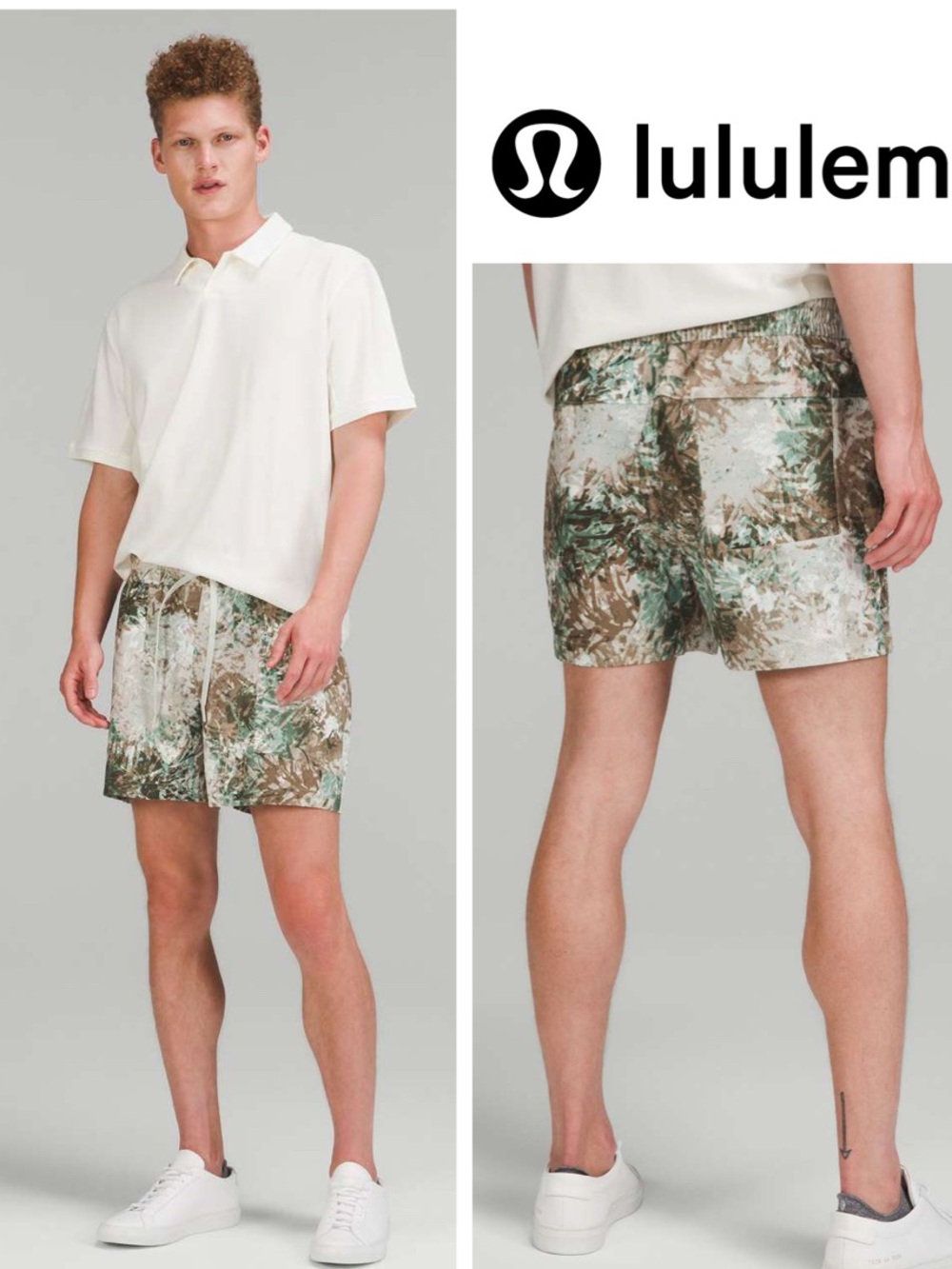 Lululemon Bowline Short 5" in Marshland Light Sage Multi